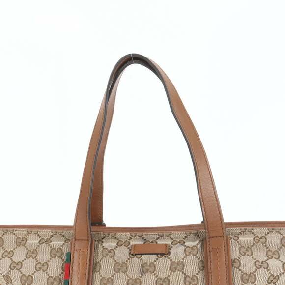Gucci GG Canvas Sherry Line Leather Tote Bag, Brown, Men's, 308928 - Picture 2 of 9